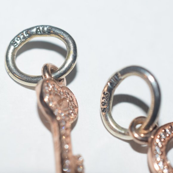 Rare 2 Pandora 925 Ale G 585 Ale Gold Diamond Bracelet Charms - Picture 4 of 6